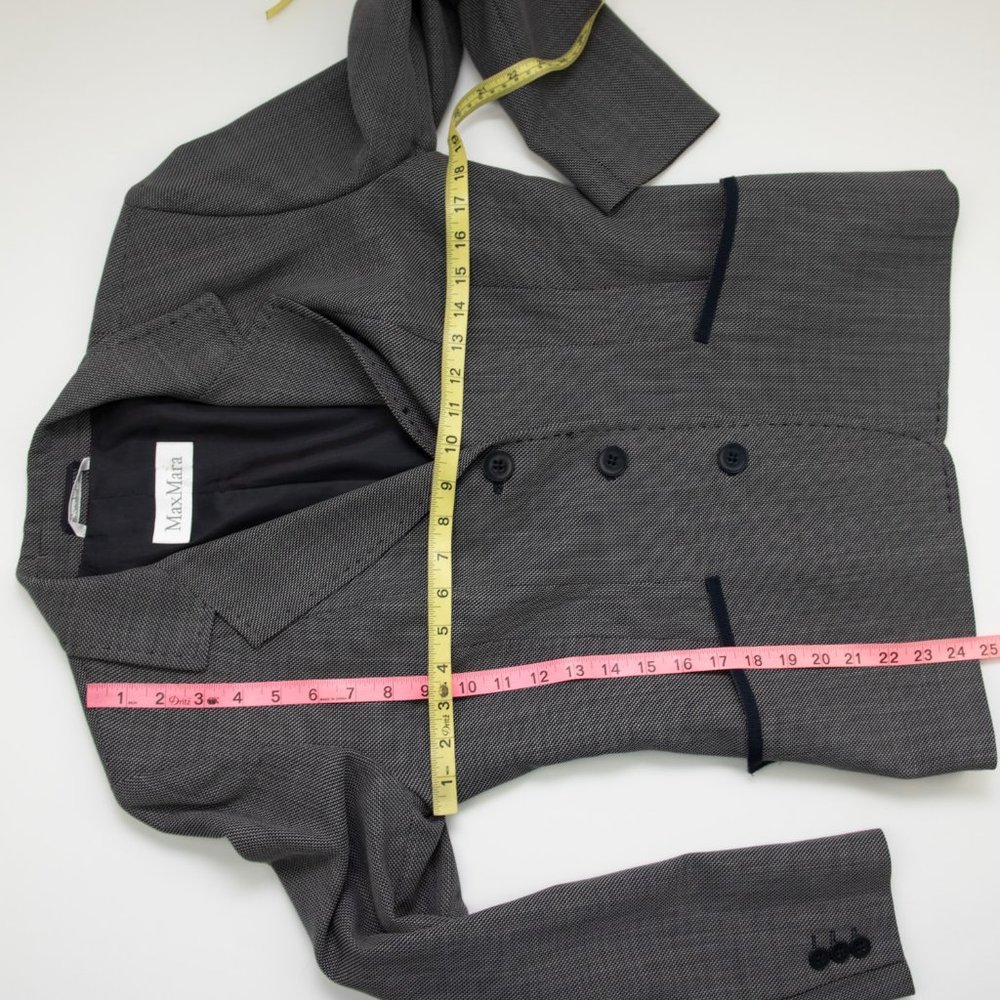 Max Mara Wool Blazer 100% Virgin Wool 3 Button Black White Navy Blue Size 10 - Picture 9 of 10
